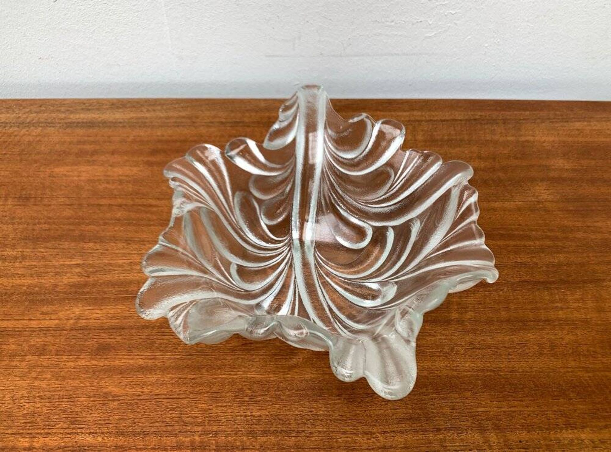 Heavy vintage German floral glass bowl by Walther Glas, 1970s.