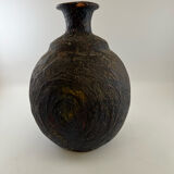 Iridescent black ball vase