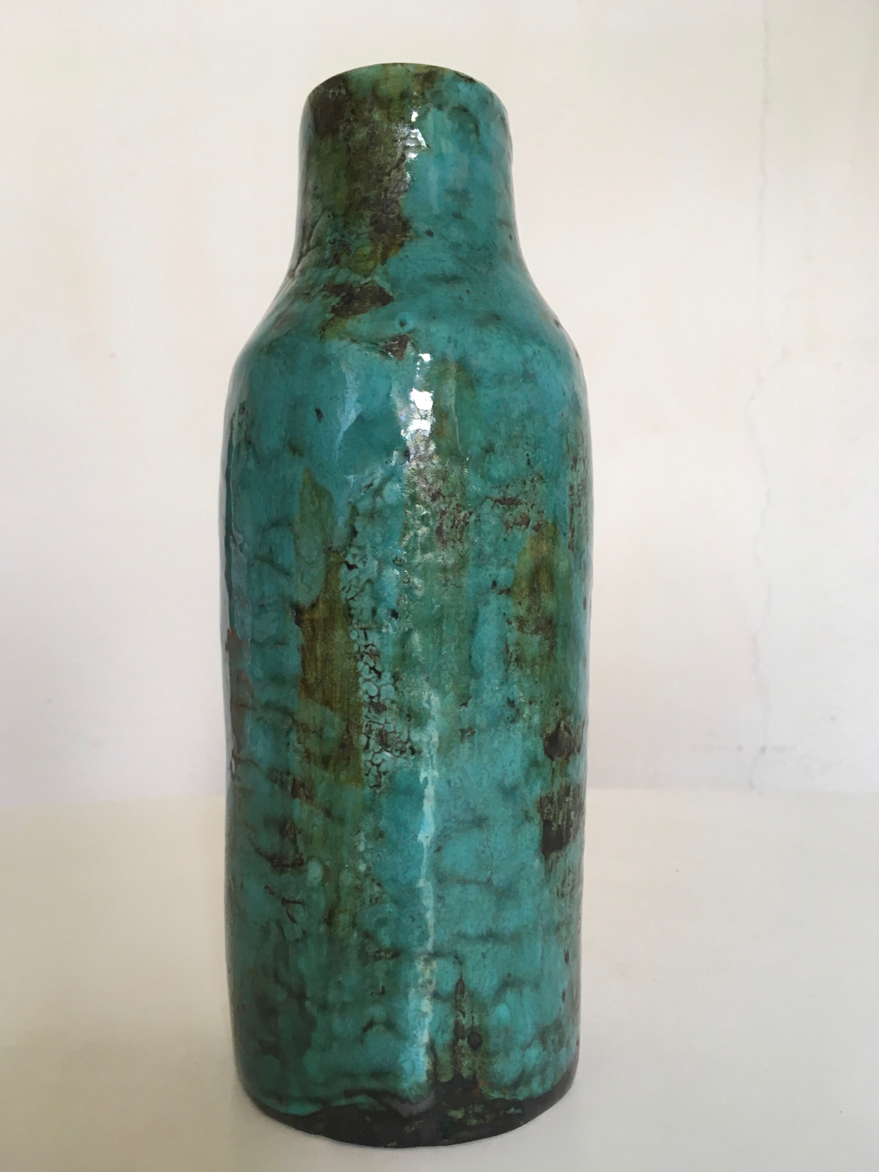 Ceramic vase in enamelled earthenies 60s