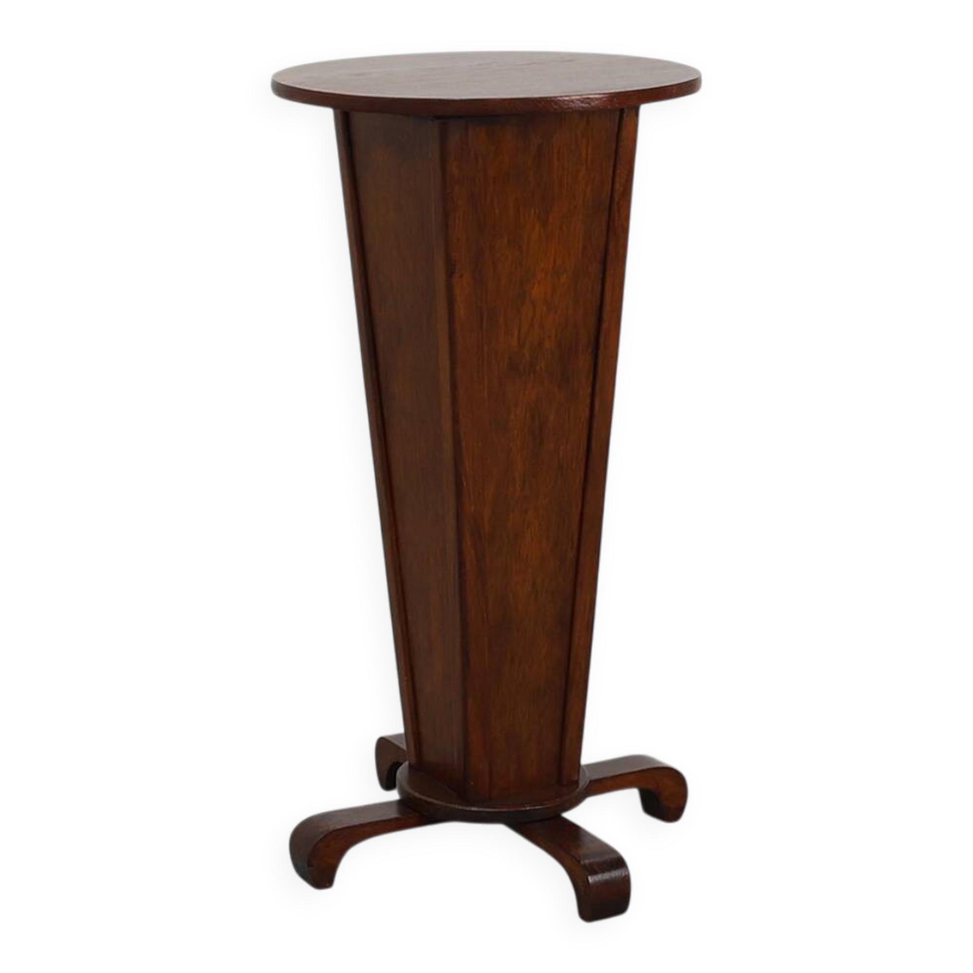 Art Deco round Oak Side Table, France 1930s