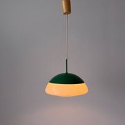 Suspended lamp in green metal and opal glass, 1960s, Germany