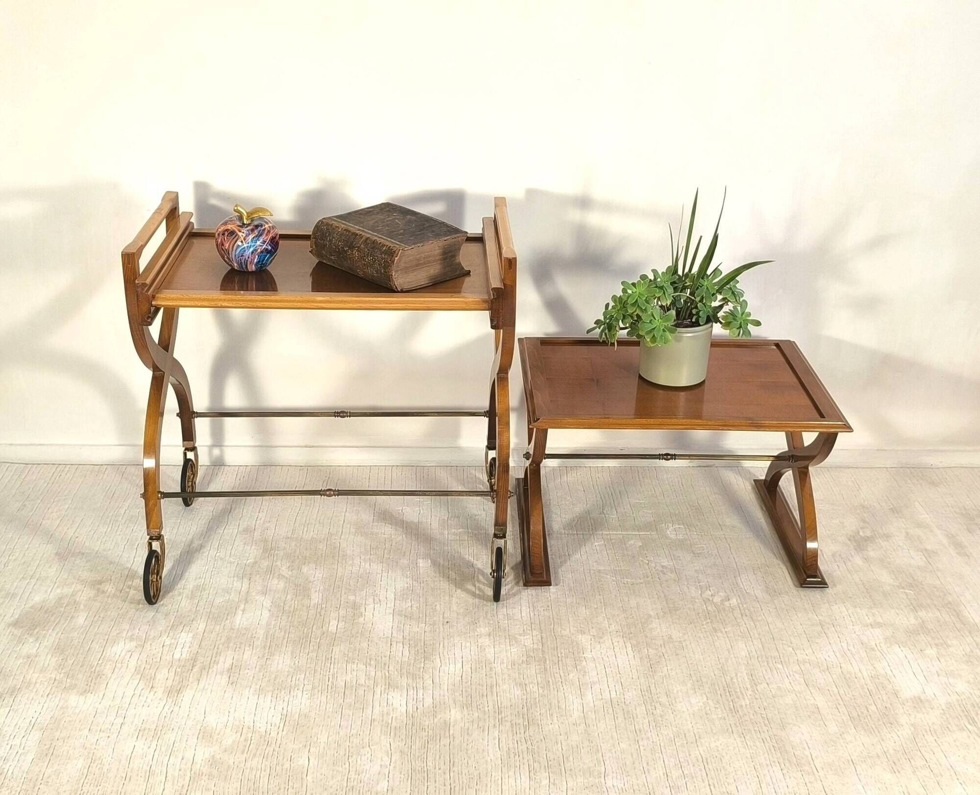 Beautiful pair of vintage teak tables – Serving table - Benoit-Guyot Lyon