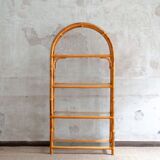 Vintage bamboo arch bookshelf, 1970s