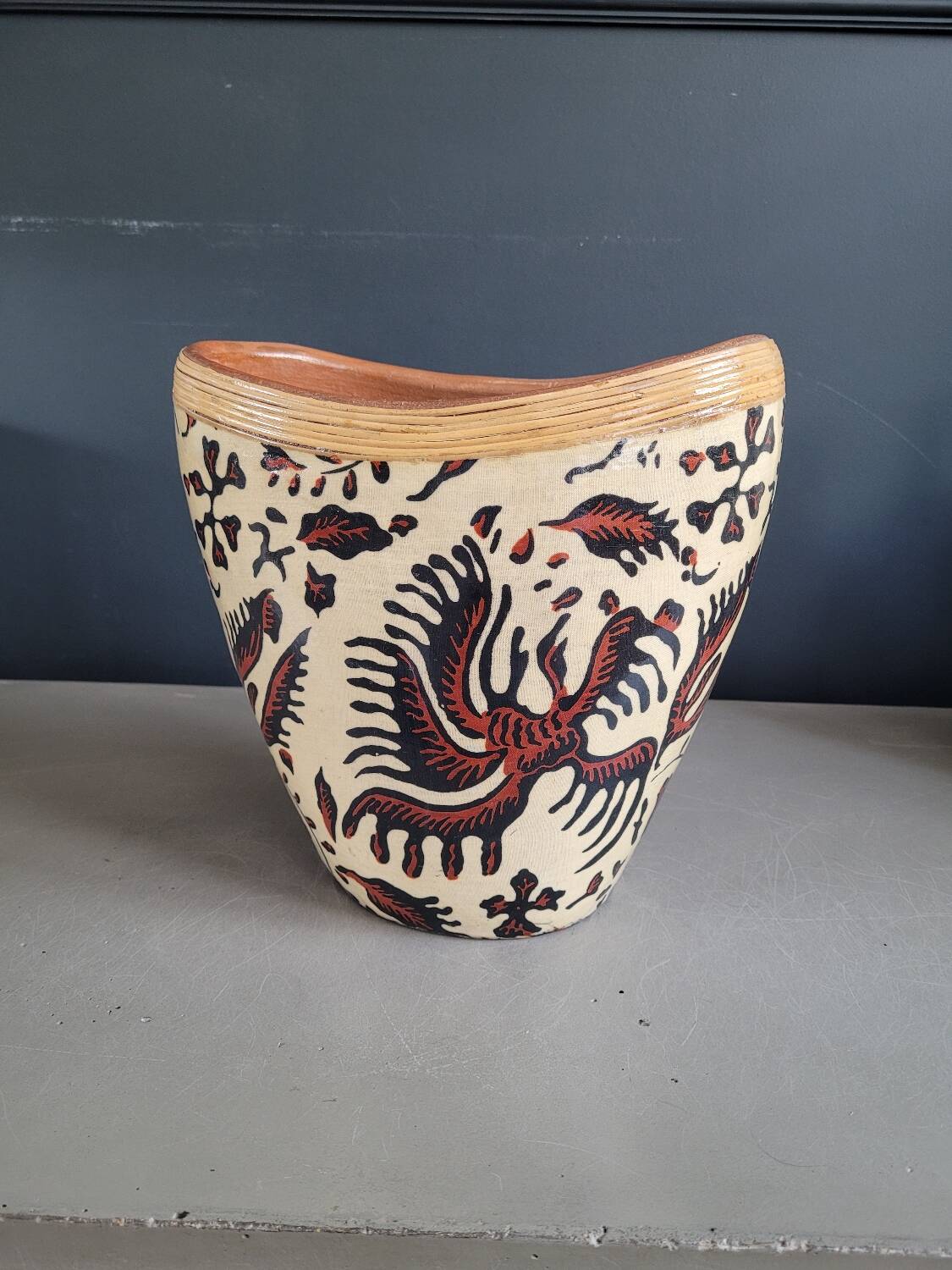 Terracotta and patterned canvas planter