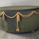 Green velvet chest pouf from the 70s