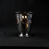 Vintage 80s silver and gold stainless steel champagne bucket by Létang Rémy
