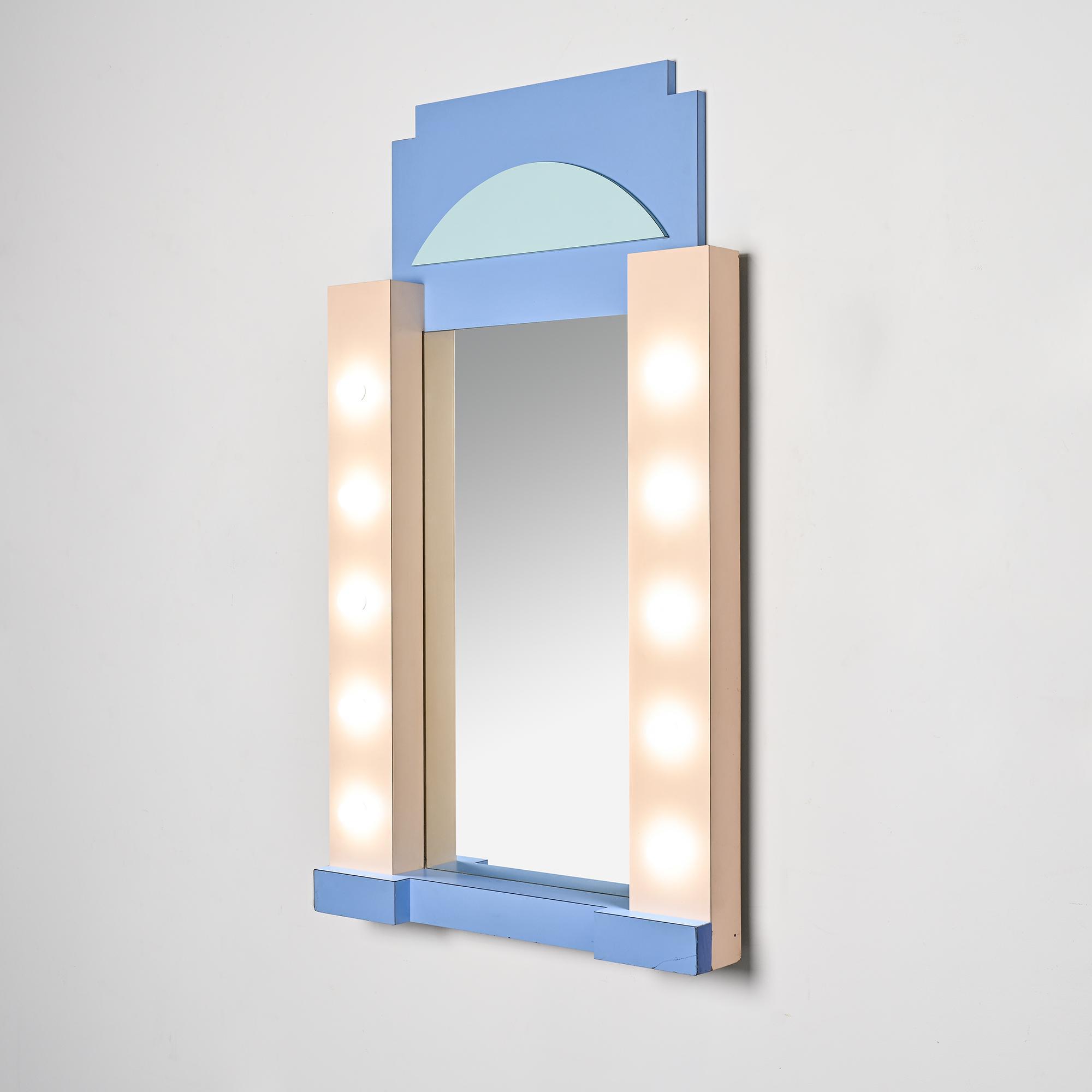 Polychrome wall mirror, France, circa 1980