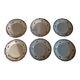 Series of six flat plates in BV ceramic South East earthenware