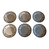 Series of six flat plates in BV ceramic South East earthenware