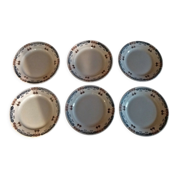 Series of six flat plates in BV ceramic South East earthenware