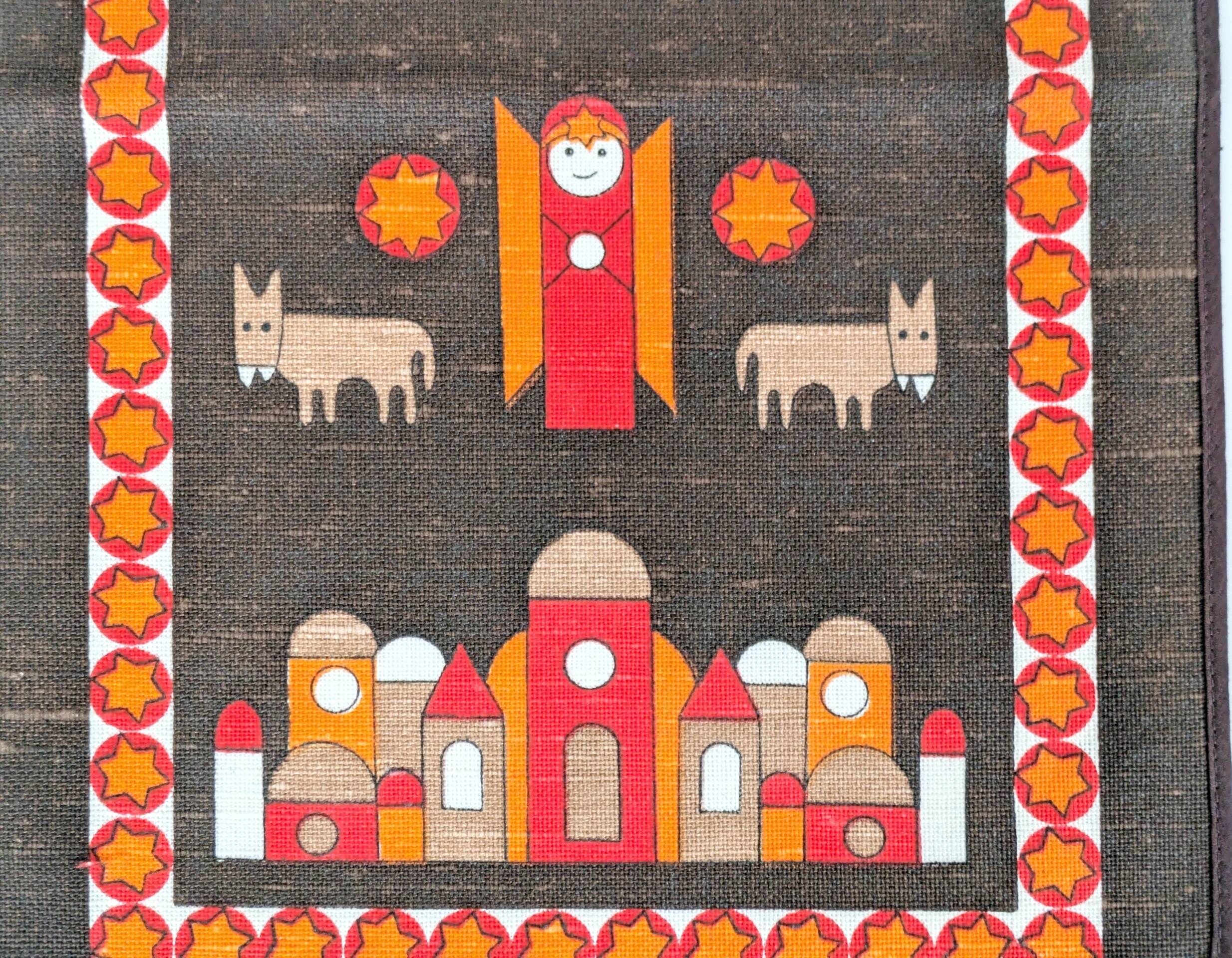 Södahl 1960s jute table runner, Nativity scene