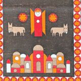 Södahl 1960s jute table runner, Nativity scene