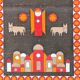 Södahl 1960s jute table runner, Nativity scene