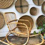 Vintage childrens rattan rocking chair