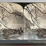 Old photography stereo, stereograph, luxury albumine 1903 Lake Lucerne, Switzerland