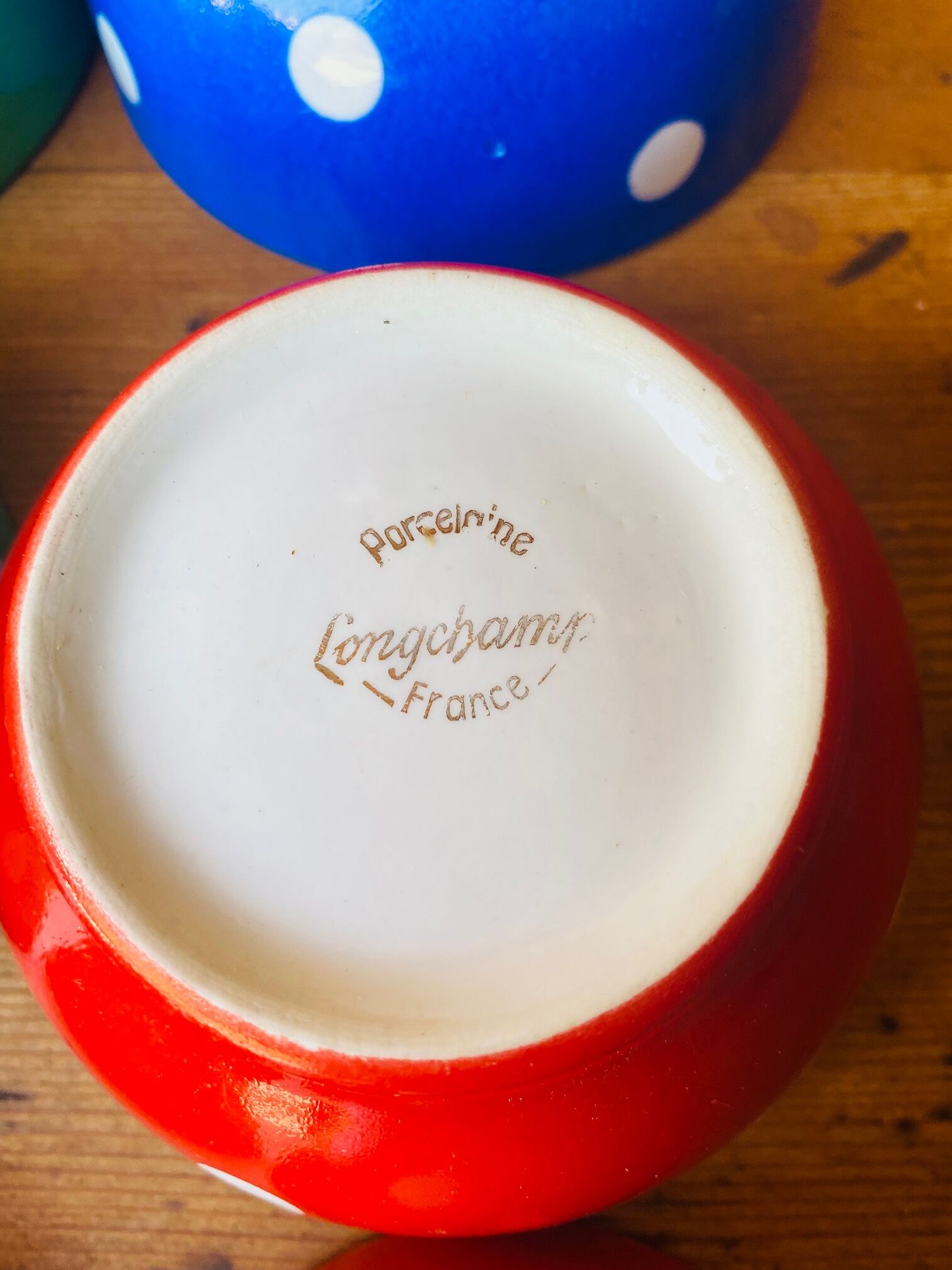 Porcelain bowls Longchamps polka dots