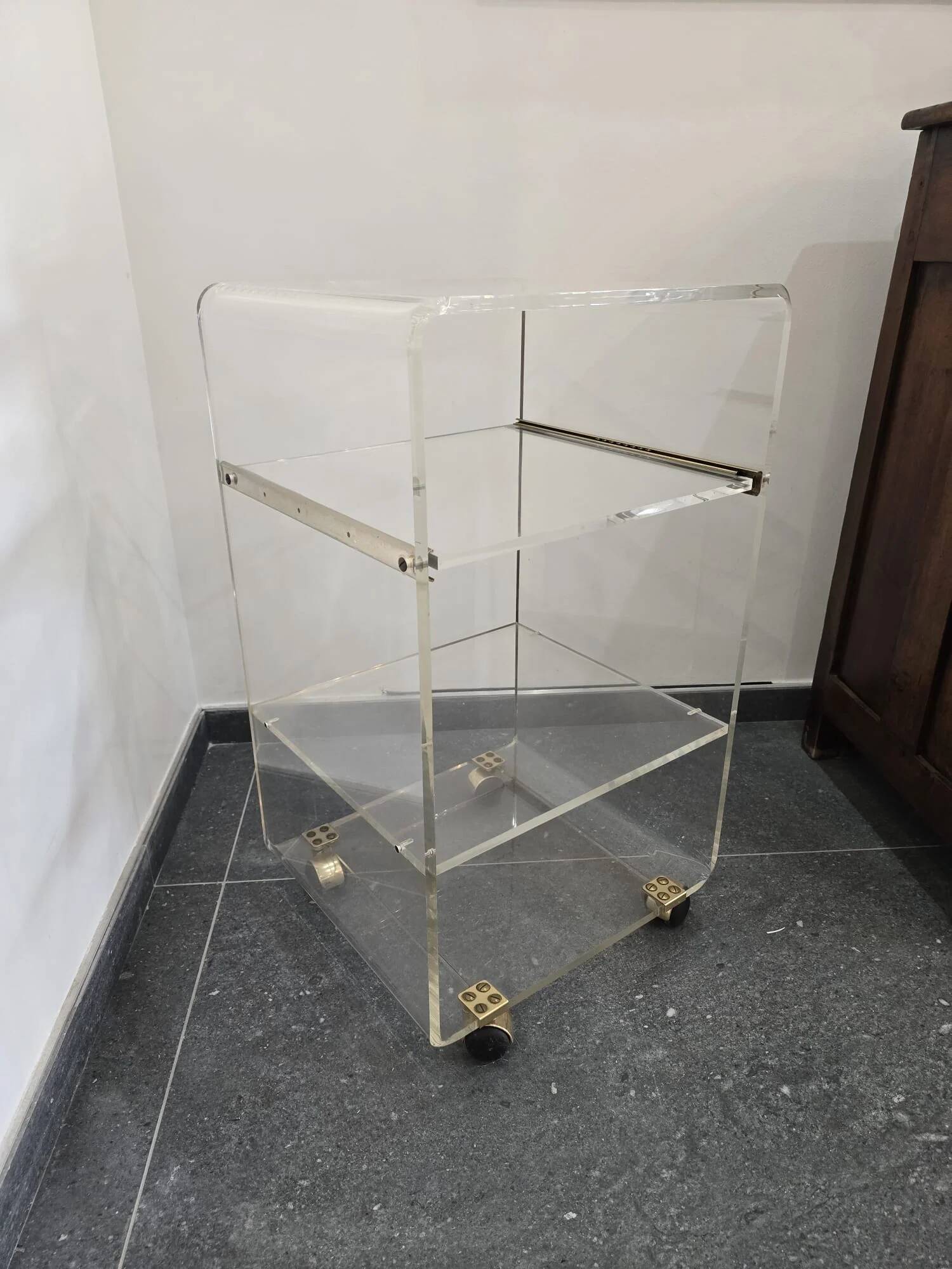 Rolling dessert trolley in plexiglass – Marais International – 1970s-1980s