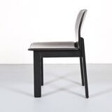 Lot de 6 chaises de salle à manger en bois et cuir noir