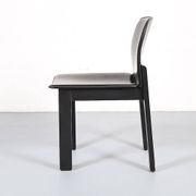 Lot de 6 chaises de salle à manger en bois et cuir noir