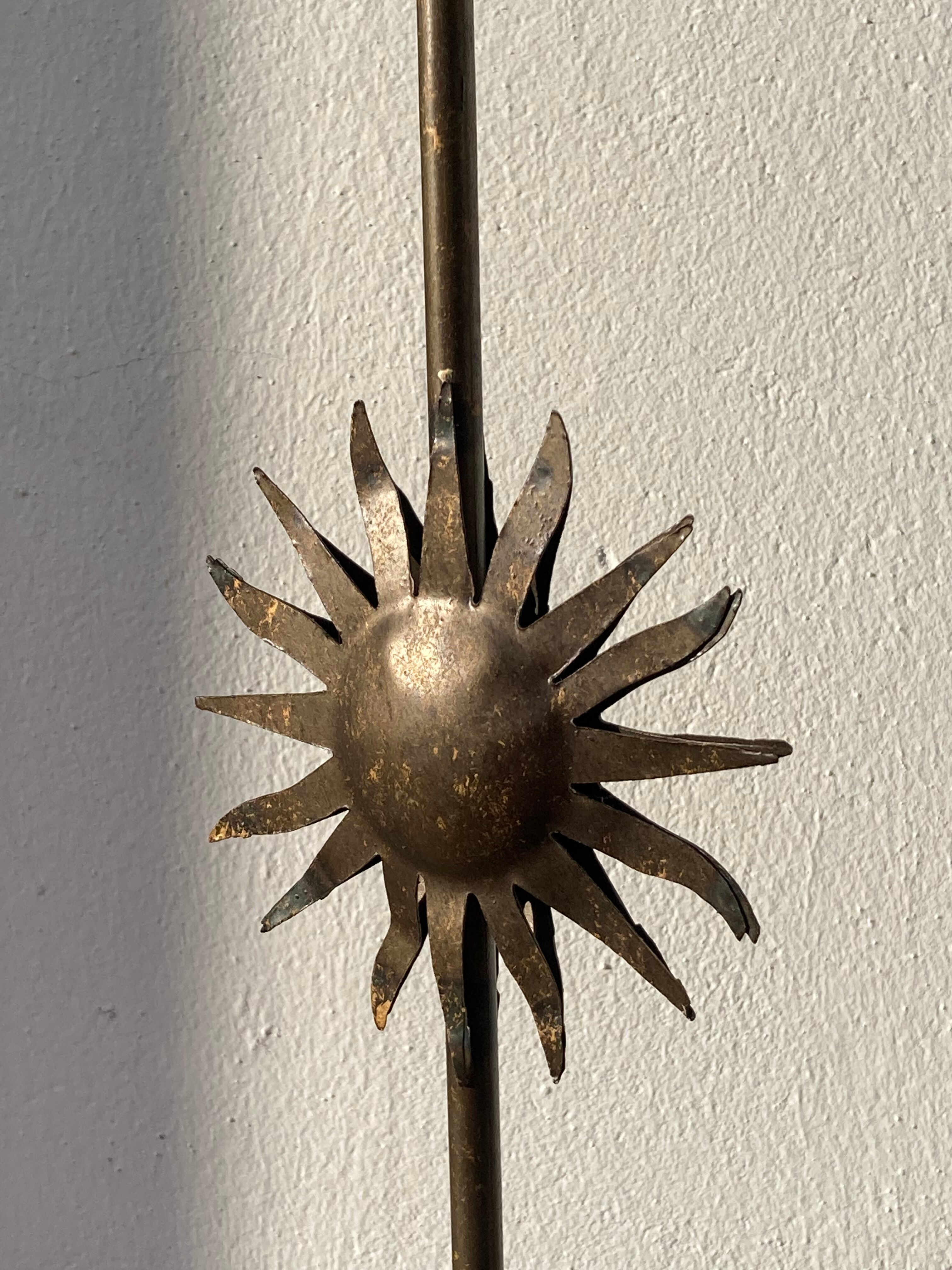 Vintage sun-shaped wrought iron lamp foot