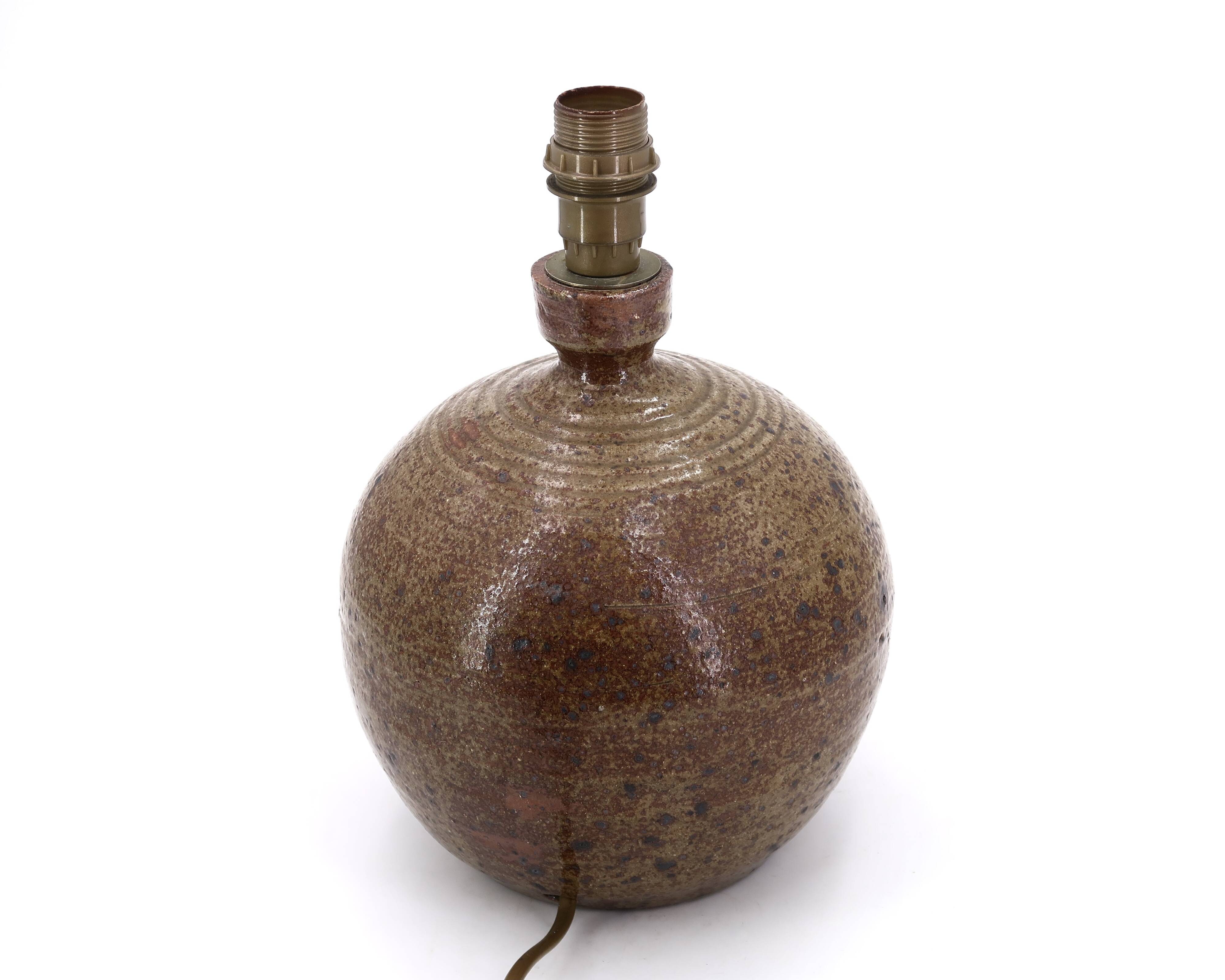 Pyrite stoneware potter's ball lamp by Guy Baudat, 1970s