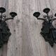 Pair of black wrought iron wall sconces - neo-Gothic style - from the 1950s
