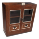 Art deco brown glass sideboard 2 drawers original piece old teak wood