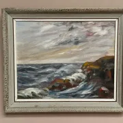 Oil on Canvas Original Swedish – 'Sea' by Holger Almquist – Signed – Vintage and Framed – 50 × 40 cm (19.7 in × 15.7 in)