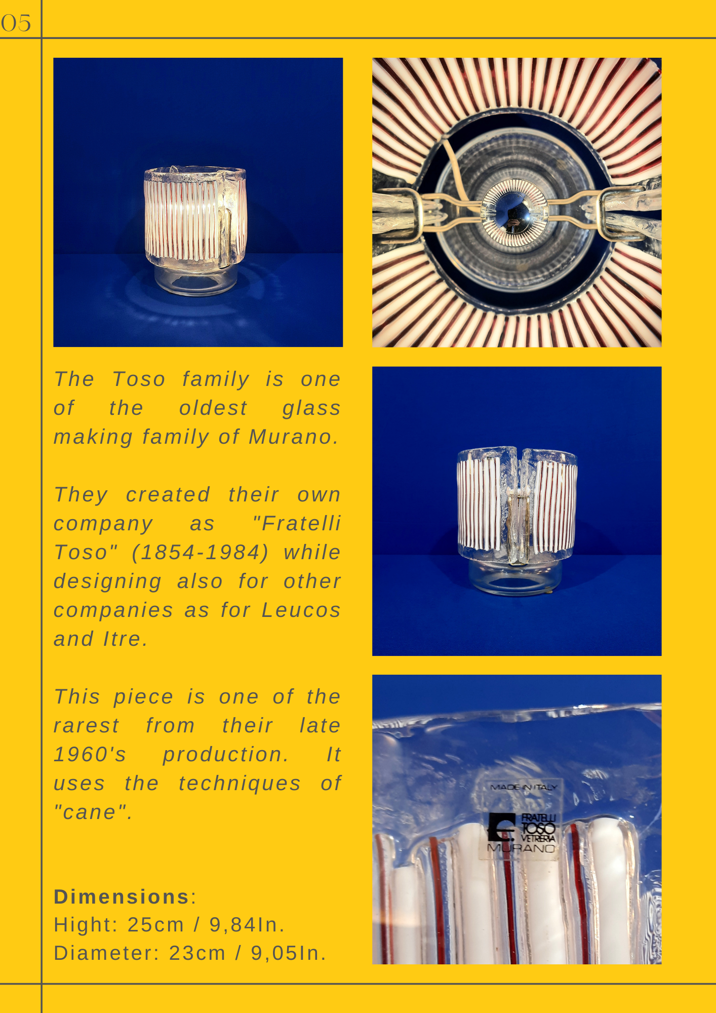 Table lamp Fratelli Toso 1960's Murano