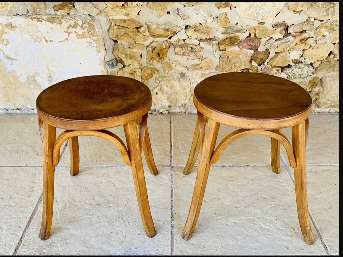 Pair of Vintage Baumann Stools, Model 92, Circa 50s/60s