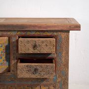 Storage unit, sideboard in painted wood and original blue patina, c.1850