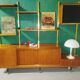 Modular wall shelf in Paolozzi teak