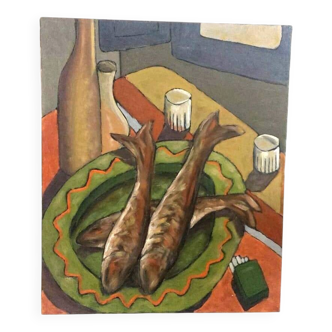 Oil painting still life Franco Prayer (1924) 60x50 cm