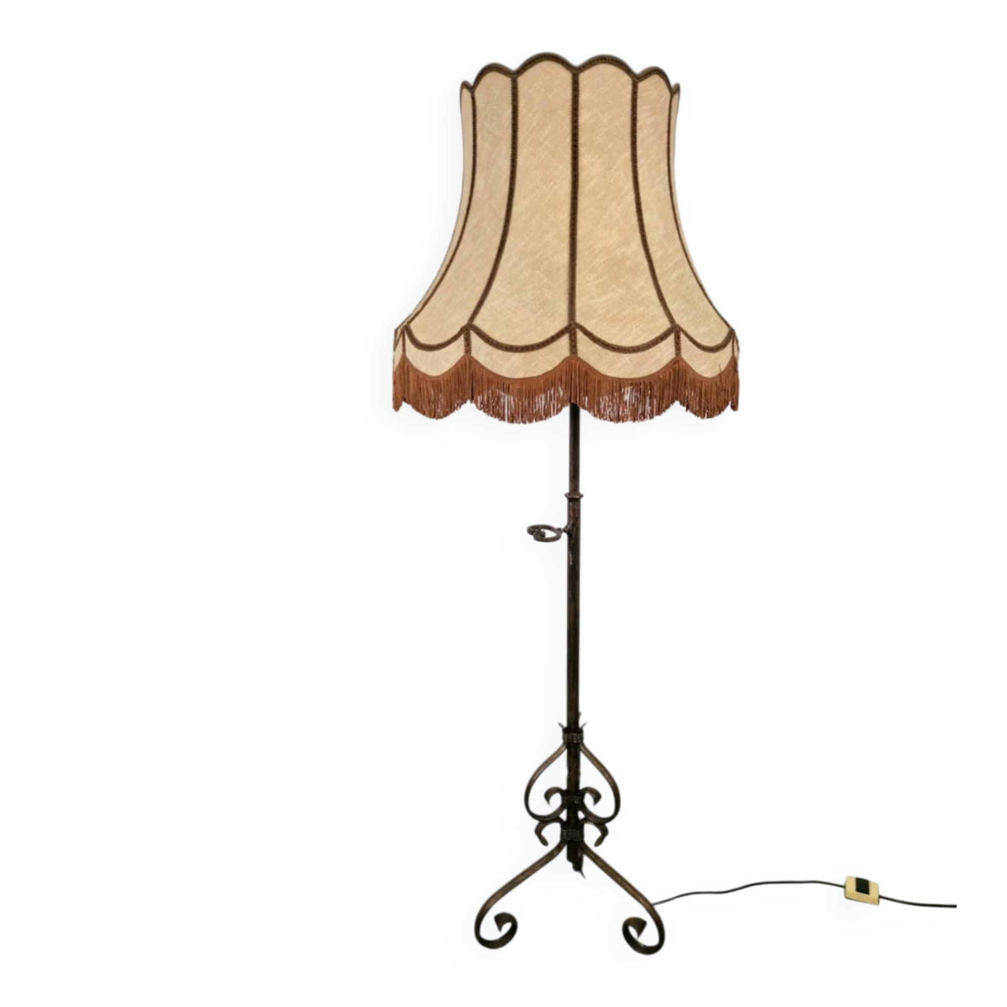 Adjustable Wrought Iron Floor Lamp, 1930s