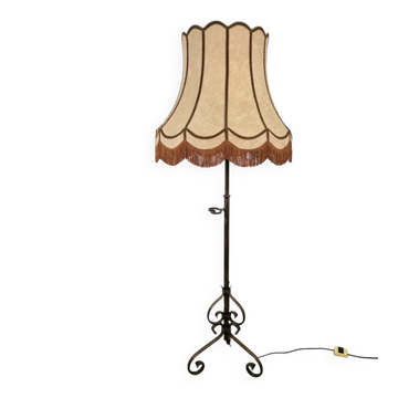 Adjustable Wrought Iron Floor Lamp, 1930s