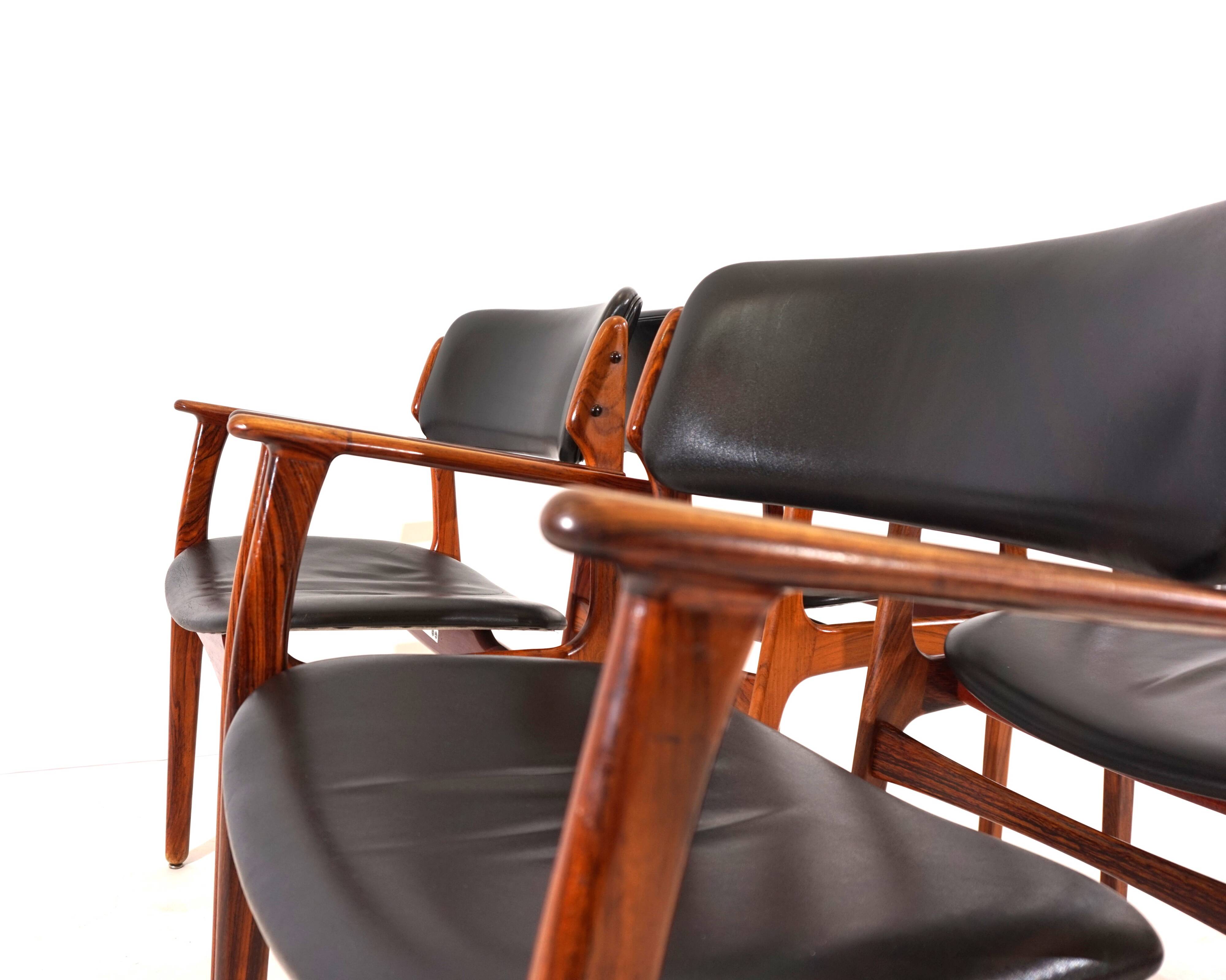 Erik Buck lot de 4 chaises de salle à manger en palissandre OD 50 pour OD Mobler