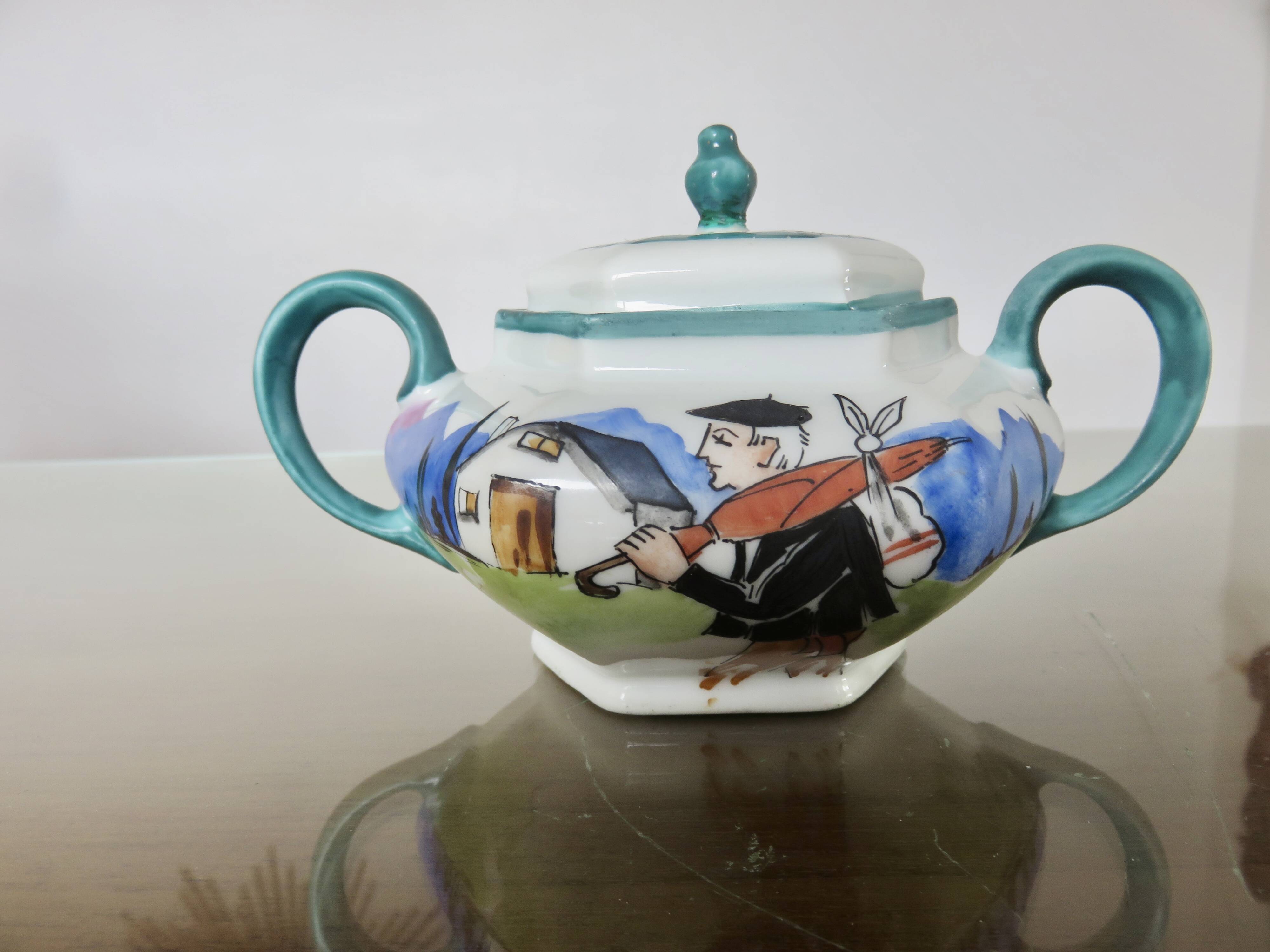 Basque ceramic René Gaïtaud, breakfast duo, 1960