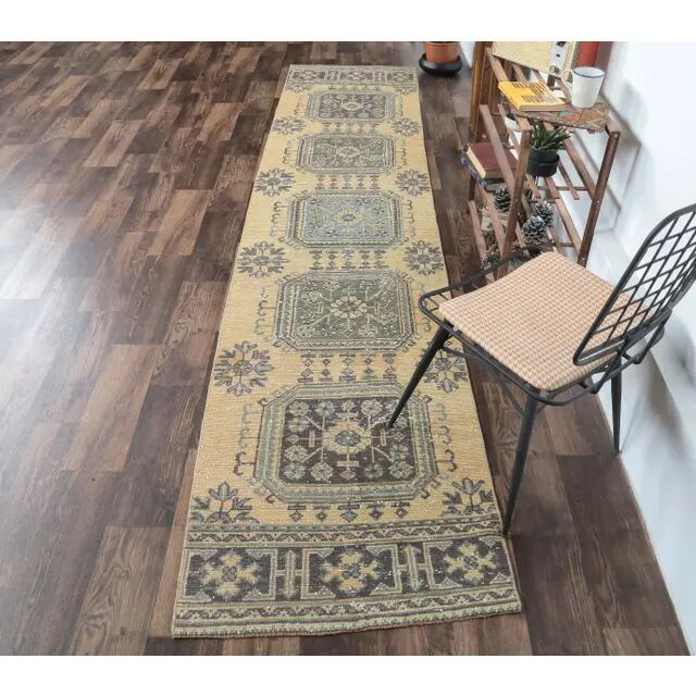 Turkish Handwoven Wool Kilim Rug 89x351