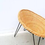 Set of 4 rattan and metal armchairs, France 1950