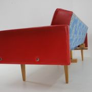 1970s Red Leatherette Sofa ,Czechoslovakia
