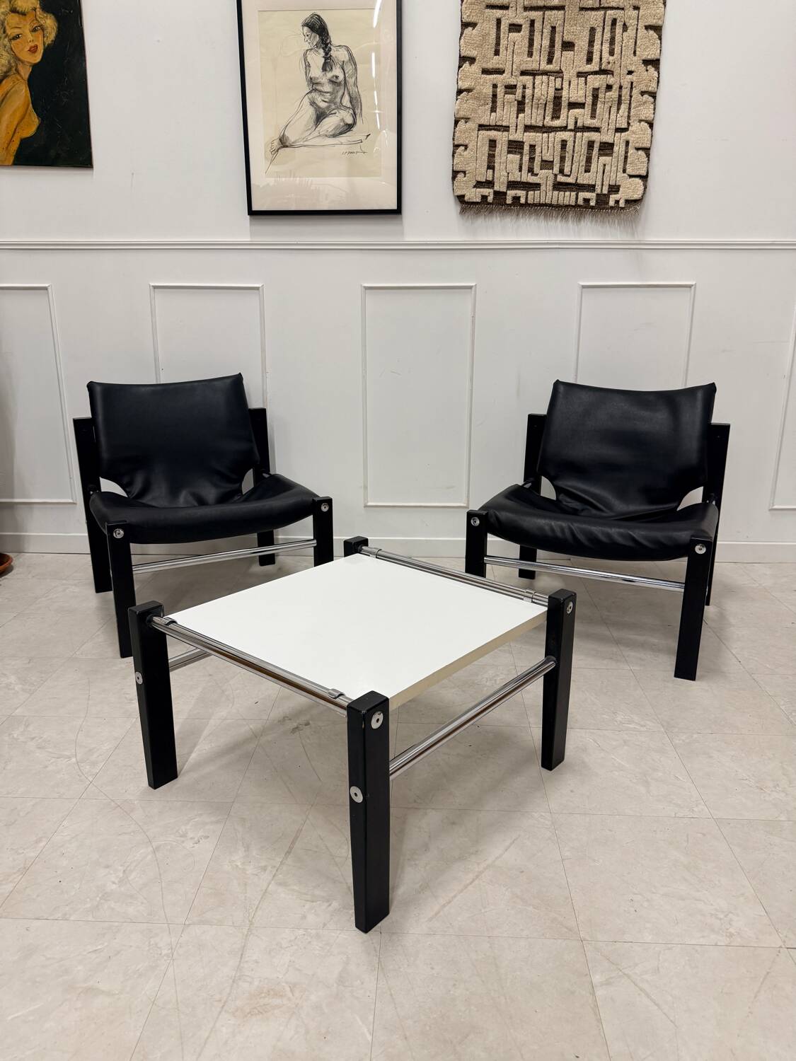 Paire de fauteuils + table ARKANA Maurice Burke