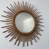 Sun 52cm circa 1960 vintage rattan mirror