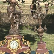 Napoleon III fireplace garniture in marble & regulus signed Auguste Moreau.