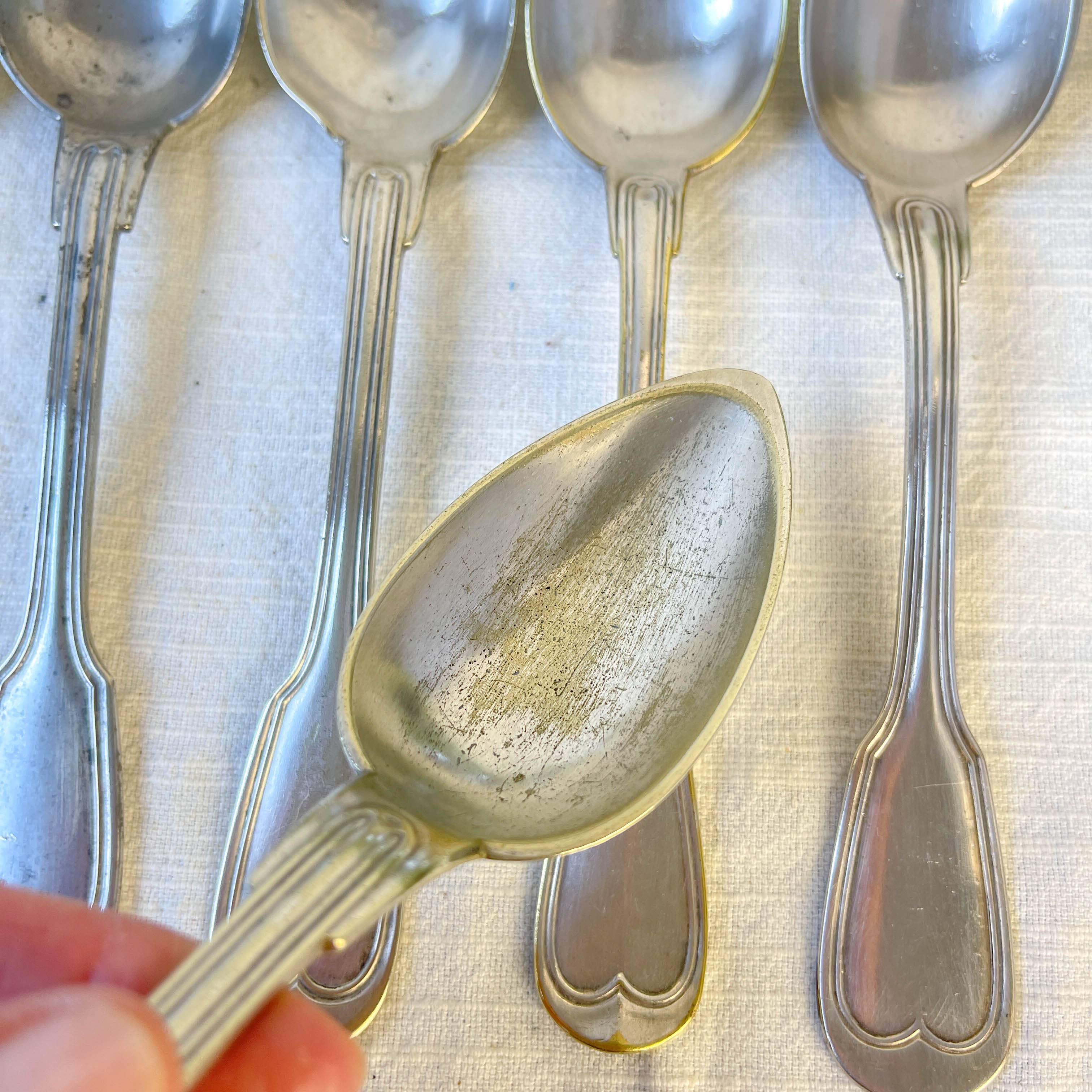 Set of 8 vintage silver plated soup spoons