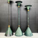 Postmodern metal candlestick trio
