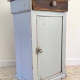 Antique Bedside Table in Weathered Grey Wood