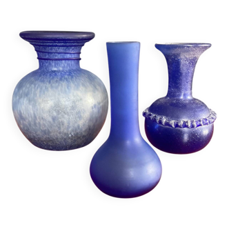 Vintage trio of glass paste vases