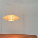 Modern UFO disc cocoon pendant lamp from the mid-century by Friedel Wauer for Goldkant Leuchten, Germany, 1960s.