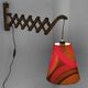 Wall lamp/scissor lamp with new shade from repurposed 1960s printed fabric by Metsovaara . Sweden 19