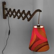Wall lamp/scissor lamp with new shade from repurposed 1960s printed fabric by Metsovaara . Sweden 19